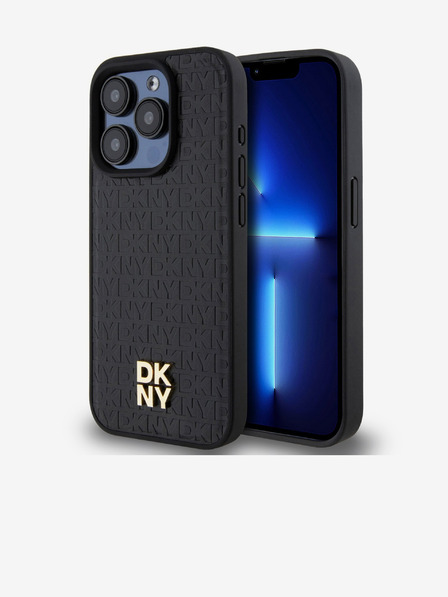 DKNY PU Leather Repeat Pattern Stack Logo Magsafe Back Cover για iPhone 15 Pro Μαύρο DKNY