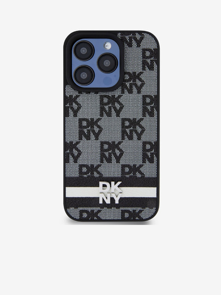 DKNY PU δερμάτινο κάλυμμα πλάτης με καρό μοτίβο και ρίγες για iPhone 14 Pro Μαύρο DKNY