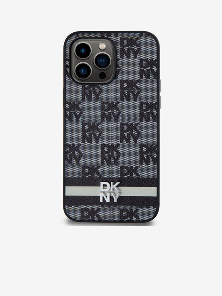 DKNY PU δερμάτινο κάλυμμα πλάτης με καρό μοτίβο και ρίγες για iPhone 15 Pro Max Μαύρο DKNY