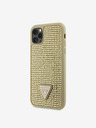 Guess Rhinestones Triangle Metal Logo Kryt pro iPhone 11 Pro Gold Phone case