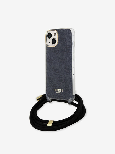 Guess IML 4G Printed Crossbody Popruh Zadní Kryt pro iPhone 15 Black Phone case