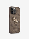 Guess PU 4G Metal Logo Zadní Kryt pro iPhone 14 Pro Max Brown Phone case