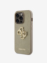 Guess PU Perforated 4G Glitter Metal Logo Zadní Kryt pro iPhone 14 Pro Max Gold Phone case