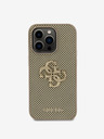 Guess PU Perforated 4G Glitter Metal Logo Zadní Kryt pro iPhone 14 Pro Max Gold Phone case