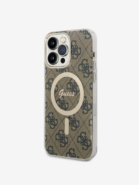 Guess IML 4G MagSafe Zadní Kryt pro iPhone 14 Pro Max Brown Phone case