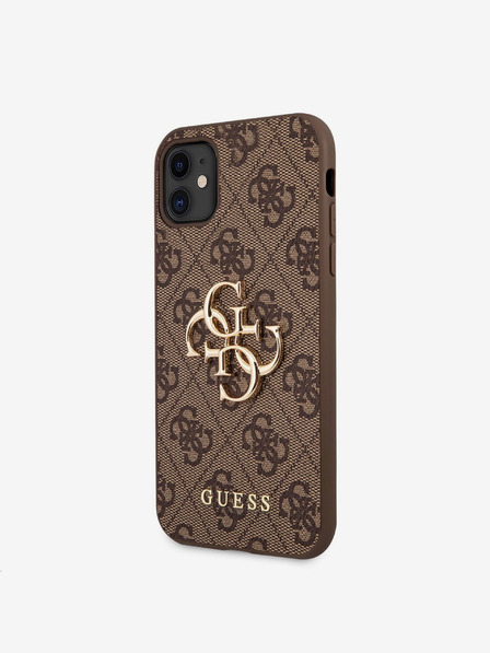 Guess PU 4G Metal Logo Zadní Kryt pro iPhone 11 Brown Phone case