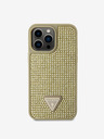 Guess Rhinestones Triangle Metal Logo Kryt pro iPhone 15 Pro Max Gold Phone case