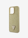 Guess Rhinestones Triangle Metal Logo Kryt pro iPhone 15 Pro Max Gold Phone case