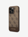 Guess PU 4G Stripe Zadní Kryt pro iPhone 14 Pro Max Brown Phone case