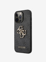 Guess PU 4G Metal Logo Zadní Kryt pro iPhone 13 Pro Max Grey Phone case