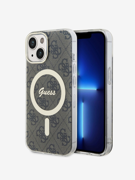 Guess IML 4G MagSafe Zadní Kryt pro iPhone 15 Brown Phone case