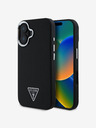 Guess PU Grained Triangle Logo Zadní Kryt pro iPhone 16 Black Phone case