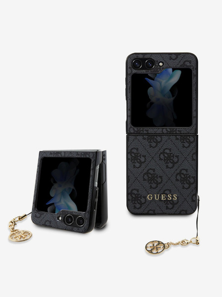 Guess 4G Charm Zadní Kryt pro Samsung Galaxy Z Flip 5 Grey Phone case