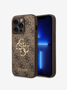 Guess PU 4G Metal Logo Zadní Kryt pro iPhone 15 Pro Max Brown Phone case