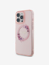 Guess IML Flowers Ring MagSafe Zadní Kryt pro iPhone 16 Pro Pink Phone case