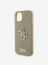 Guess PU Perforated 4G Glitter Metal Logo Zadní Kryt pro iPhone 15 Gold Phone case