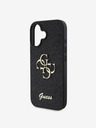 Guess PU Fixed Glitter 4G Metal Logo Zadní Kryt pro iPhone 16 Black Phone case