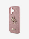 Guess PU Fixed Glitter 4G Metal Logo Zadní Kryt pro iPhone 16 Pink Phone case