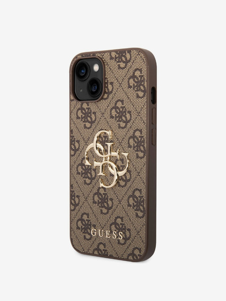 Guess PU 4G Metal Logo Zadní Kryt pro iPhone 14 Brown Phone case