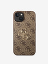 Guess PU 4G Metal Logo Zadní Kryt pro iPhone 14 Brown Phone case