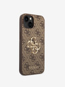 Guess PU 4G Metal Logo Zadní Kryt pro iPhone 14 Brown Phone case