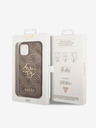 Guess PU 4G Metal Logo Zadní Kryt pro iPhone 14 Brown Phone case