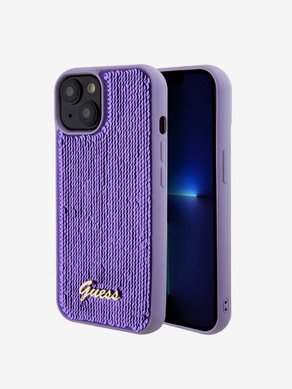 Guess Sequin Script Logo Zadní Kryt pro iPhone 15 Plus Purple Phone case