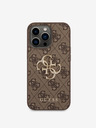 Guess PU 4G Metal Logo Zadní Kryt pro iPhone 14 Pro Brown Phone case