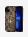 Guess PU 4G Metal Logo Zadní Kryt pro iPhone 15 Brown Phone case