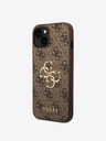 Guess PU 4G Metal Logo Zadní Kryt pro iPhone 15 Brown Phone case