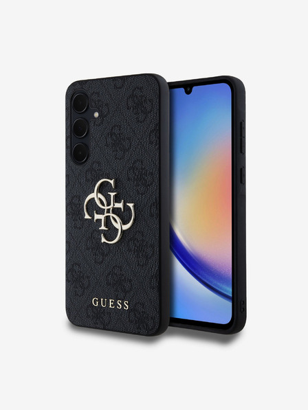 Guess PU 4G Metal Logo Zadní Kryt pro Samsung Galaxy A35 5G Grey Phone case