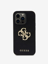 Guess PU Perforated 4G Glitter Metal Logo Zadní Kryt pro iPhone 15 Pro Max Black Phone case