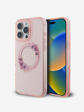 Guess IML Flowers Ring MagSafe iPhone 16 Pro Max Pink Phone case