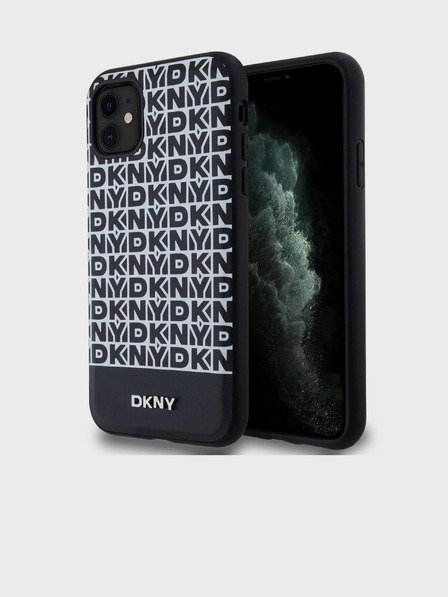 DKNY PU Leather Repeat Pattern Bottom Stripe MagSafe Back Cover για iPhone 11 Μαύρο DKNY