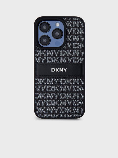 DKNY Κάλυμμα PU Leather Repeat Pattern Tonal Stripe Back Cover για iPhone 14 Pro Max Μαύρο DKNY