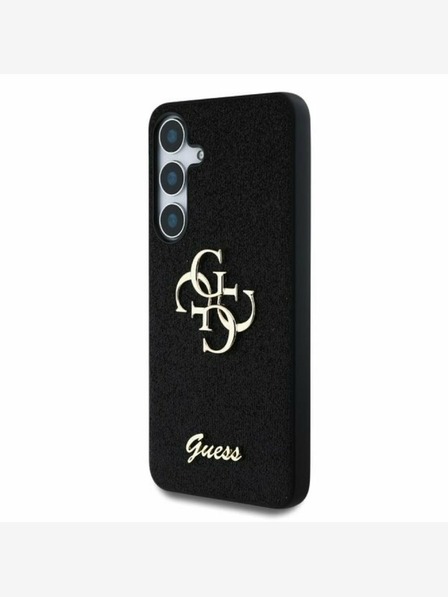 Guess PU Fixed Glitter 4G Metal Logo Zadní Kryt pro Samsung Galaxy S25+ Black Phone case
