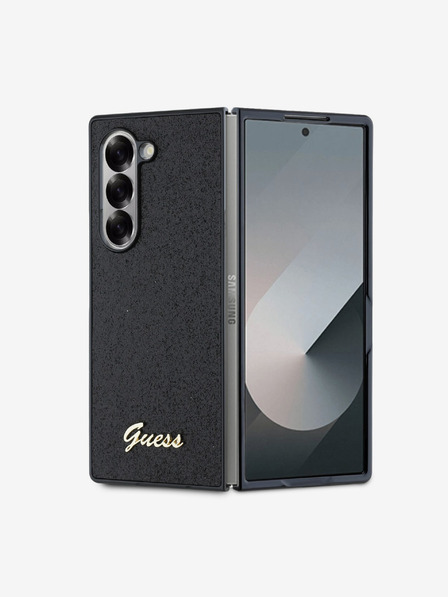 Guess PC/TPU Glitter Flakes Metal Logo Zadní Kryt pro Samsung Galaxy Z Fold 6 Black Phone case
